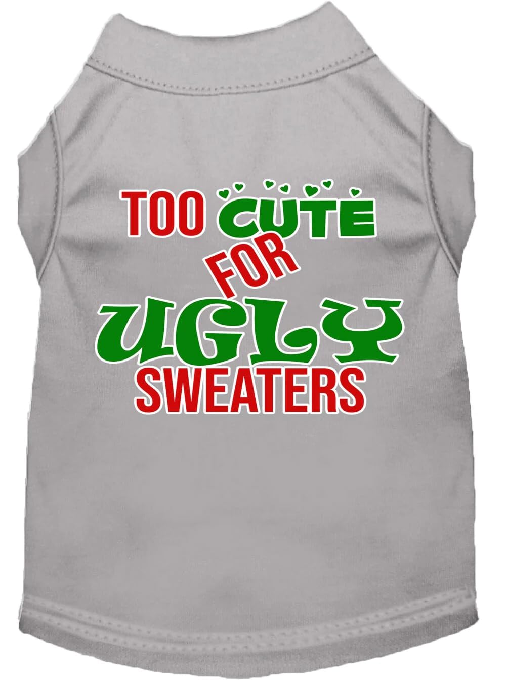 Christmas Pet Dog & Cat Shirt Screen Printed, Too Cute for Ugly Sweaters Light Pink SM (3-6 lbs.)