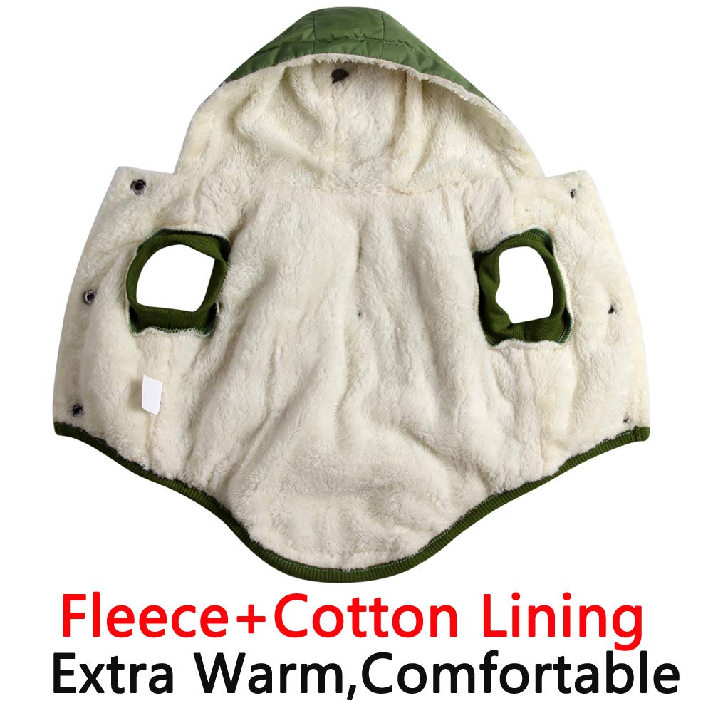 Vecomfy Fleece Lining Extra Warm Dog Hoodie In Winter For Small Dogs Jacket Puppy Coats With Hooded Green M