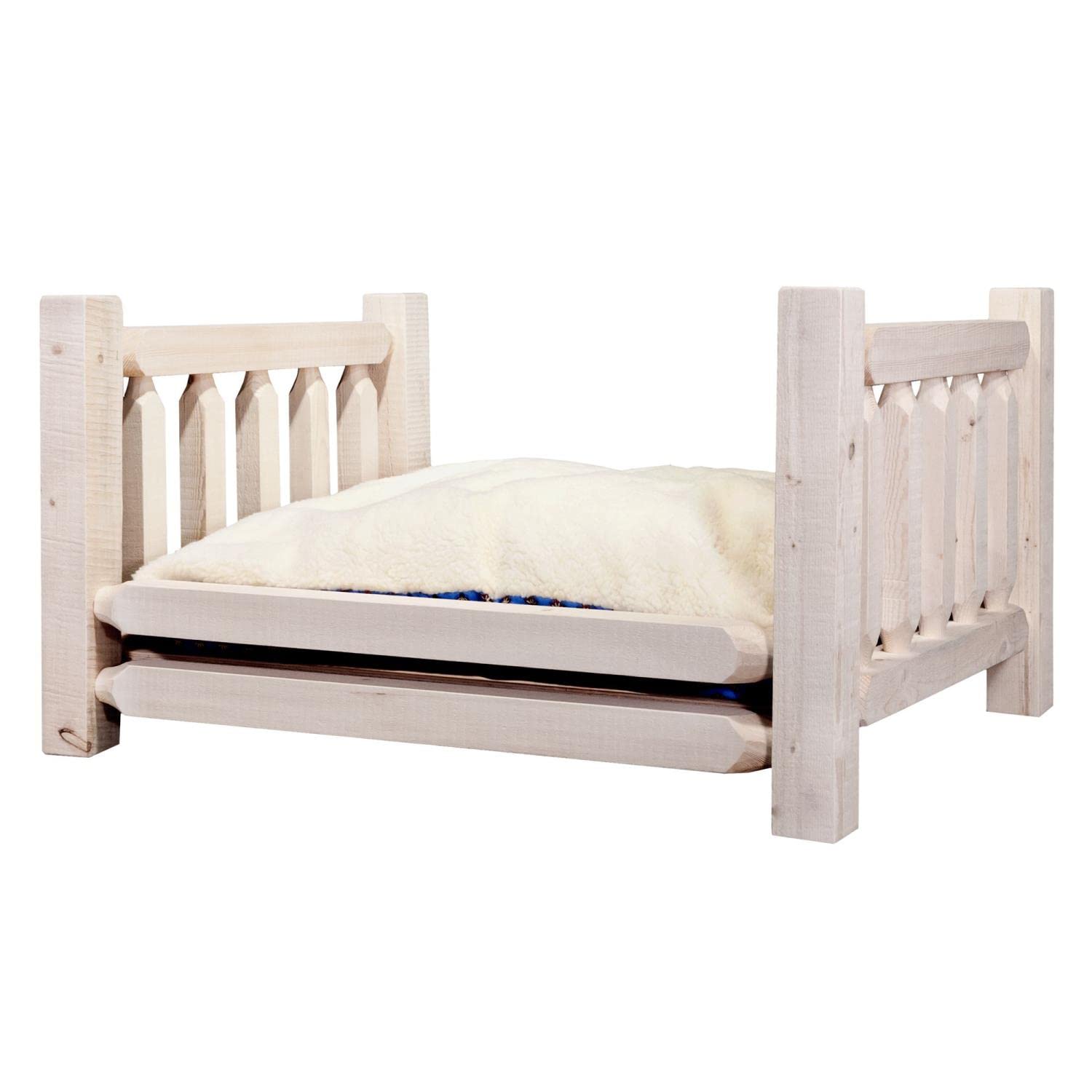 Montana Woodworks Homestead Collection Large Pet Bed with 30 by 40-Inch Mattress, Clear Lacquer Finish