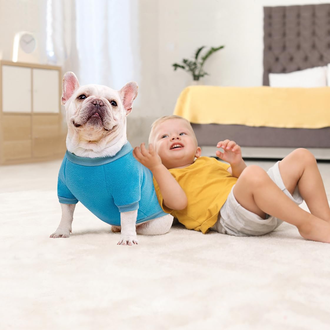 Idepet Dog Fleece Sweater, Small Dogs Shirt Pullover Sweatshirt Pet Dog Clothes Soft Puppy Sweater Warm Winter Shirt Classic Cat