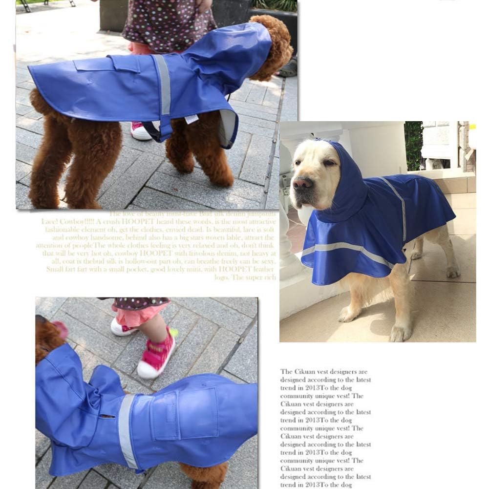 Nacoco Large Dog Raincoat Adjustable - Pet Dinosaurs Water Proof Clothes Lightweight Rain Jacket Poncho Hoodies With Strip Refle