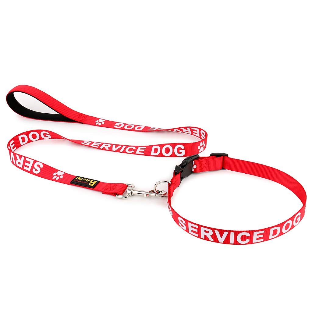 Plutus Pet Service Dog Collar,Printed In Large Letters On Nylon Webbing,Prevents Accidents By Warning Others Of Your Dog In Advance,Two Colors,Four Sizes,Neck 14-20 Inch,Medium,Red