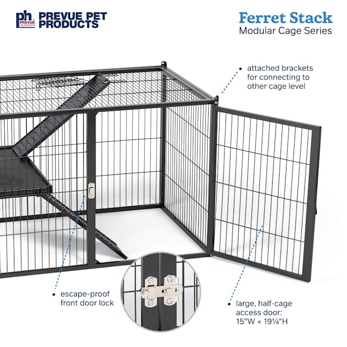 Prevue Ferret Stacking Cage Add-On Unit, Single Story, Black, Model 58500