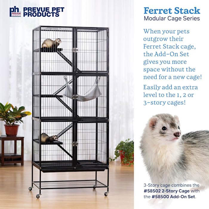 Prevue Ferret Stacking Cage Add-On Unit, Single Story, Black, Model 58500