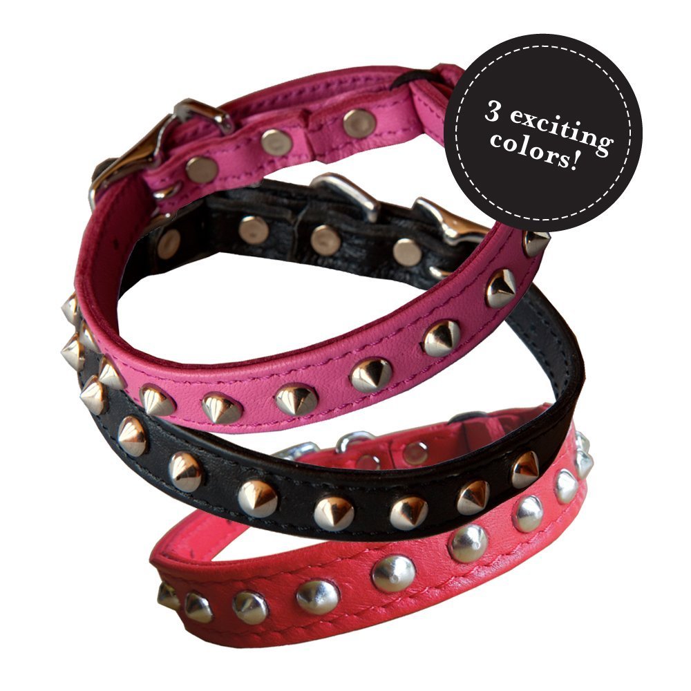 Kitty Planet Cat Collar – Outlaw Studded Kitten Collar – Leather Cat Collars For Girl Cats & Boy Cats – Buckled Kitty Collar W/Safety Breakaway Strap 9'-12' Adjustable (Black)