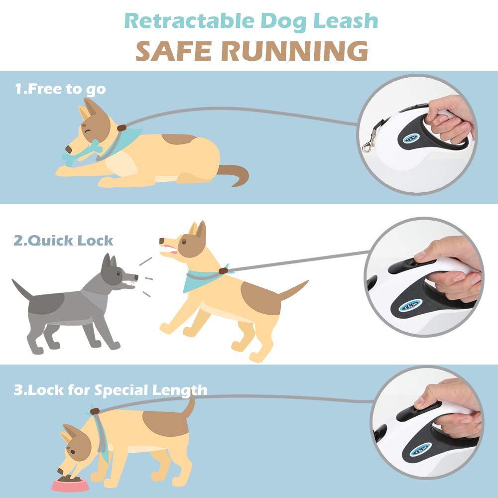 Retractable Dog Leash, 16' Heavy Duty Pet Walking Leash, Non-Tangling Dog Leash For Medium To Small Dogsup To 110 Lbs (Blue)