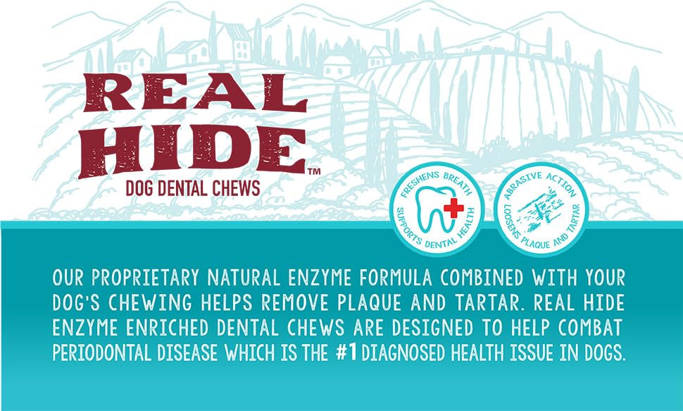 Real Hide Dental Chews for Dogs | Enzyme Enriched | Small | 8.5 oz