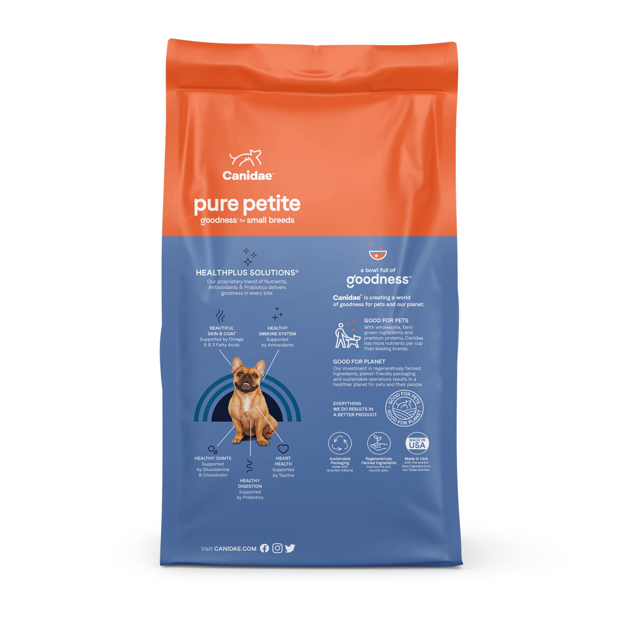 Canidae Pure Grain Free Petite Small Breed Limited Ingredient Diet Raw Coated with Fresh Salmon Dry Dog Food, 10 lbs