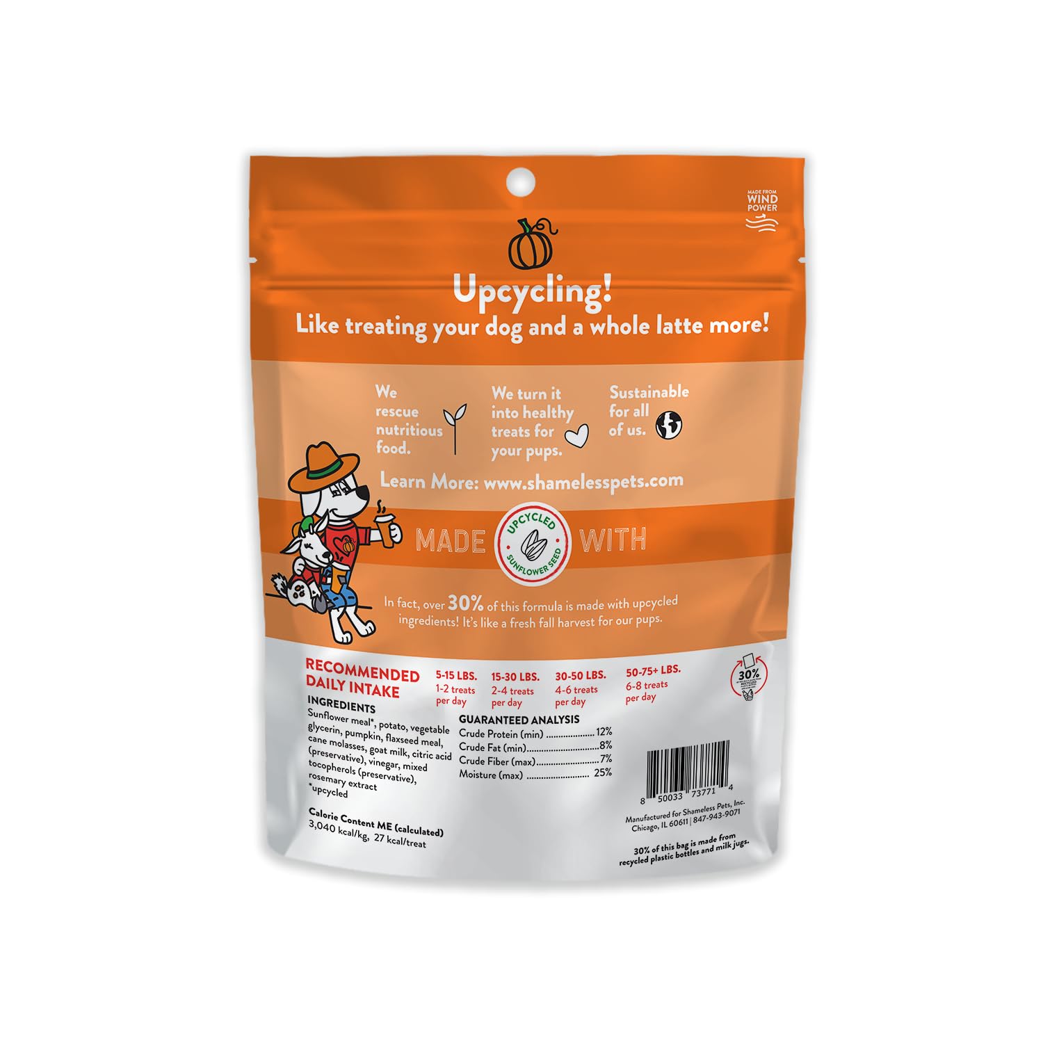 Shameless Pets Soft-Baked Dog Treats - Pumpkin Goats Milk Latte Grain-Free Dog Snacks for Medium & Large Dogs, Natural & Health