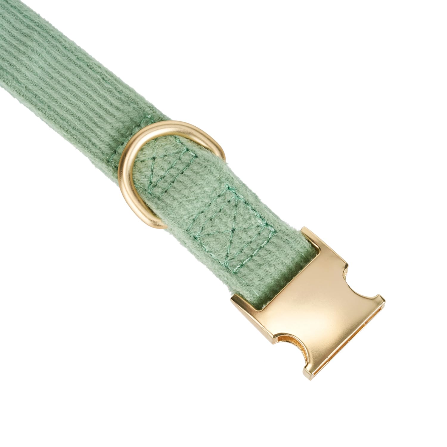 YUDOTE Soft Cotton Dog Collar with Metal Buckle Adjustable Heavy Duty Comfy Corduroy Collars for Small Medium Large Dogs,Grass G