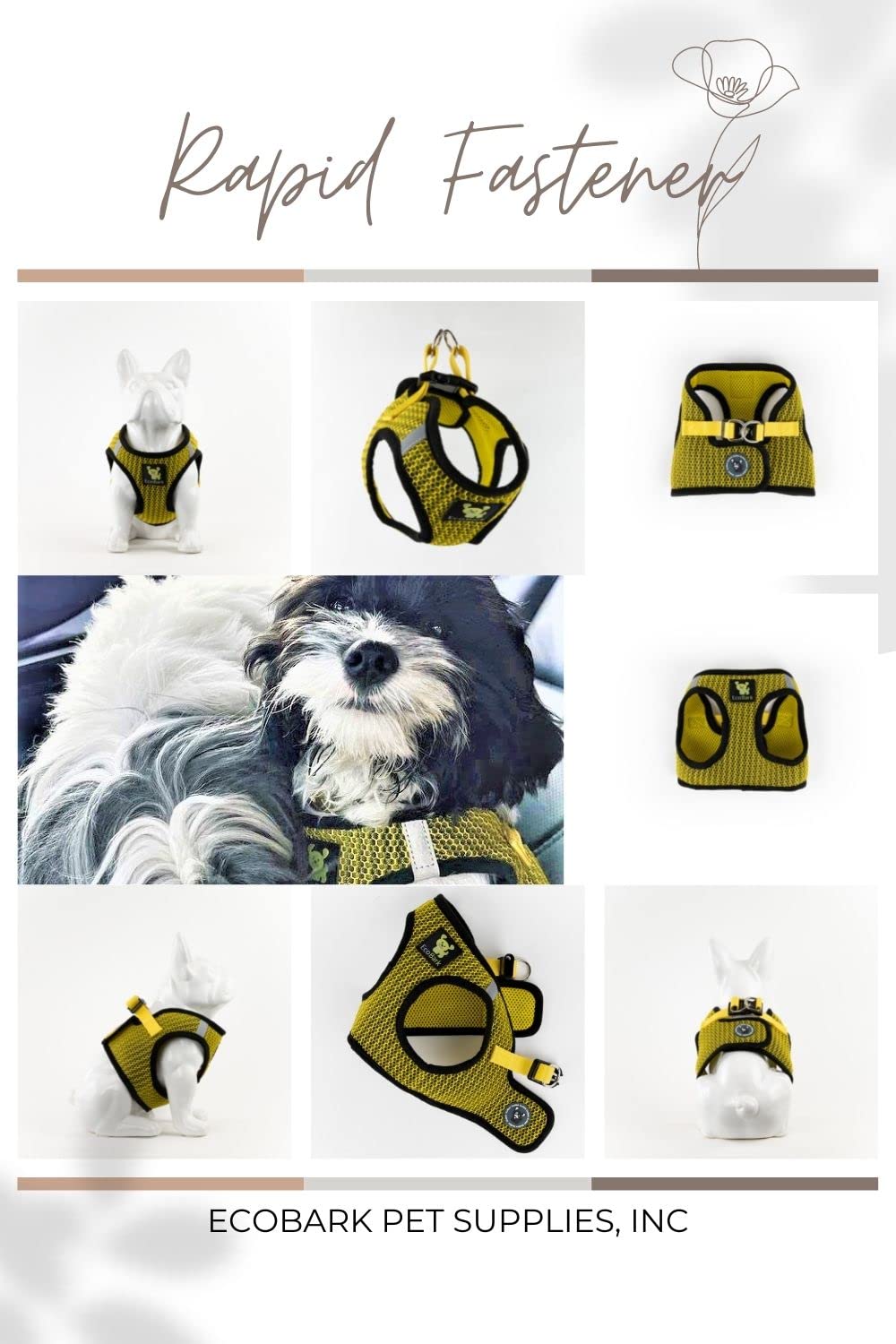 Ecobark Step In Dog Harness - Soft Mesh Dog Vest Harnesses For Puppies And Small Breed Dogs - Reflective And Adjustable No Pull Halter Harness - Mesh Comfort Padded Body Harness (Yellow, Xs)