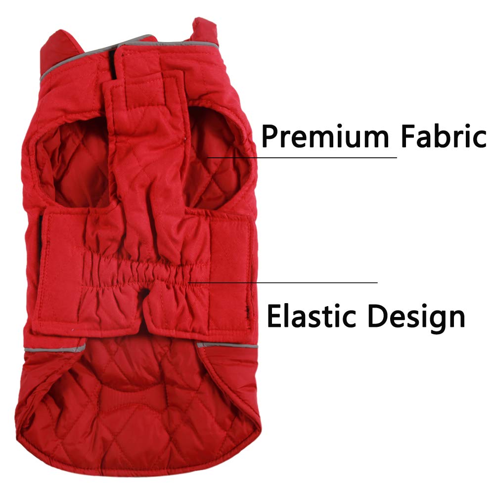 Vecomfy Reversible Dog Coats For Large Dogs Waterproof Warm Dog Jacket For Cold Winter,Red Xxl