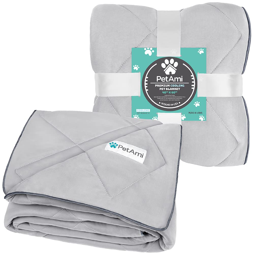 Petami Premium Cooling Dog Blanket | Lightweight Fluffy Pet Throw Blanket Bed Cover For Dogs, Cat, Puppies | Pet Blanket Furniture Protector Couch Sofa | Reversible Fuzzy Cozy | 40X60, Light Grey