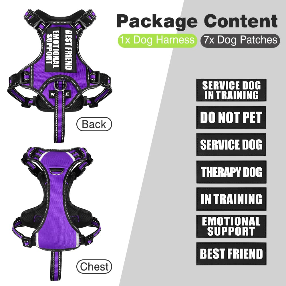 Winsee Service Dog Vest No Pull Dog Harness With 7 Dog Patches, Reflective Pet Harness With Durable Soft Padded Handle For Puppi