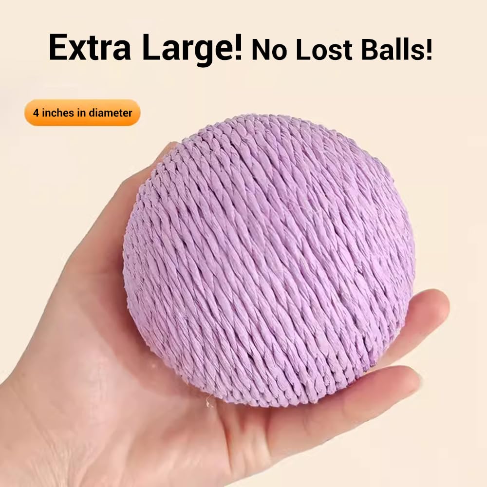 Extra Large 4-Inch Sisal Cat Ball Toy (Orange)