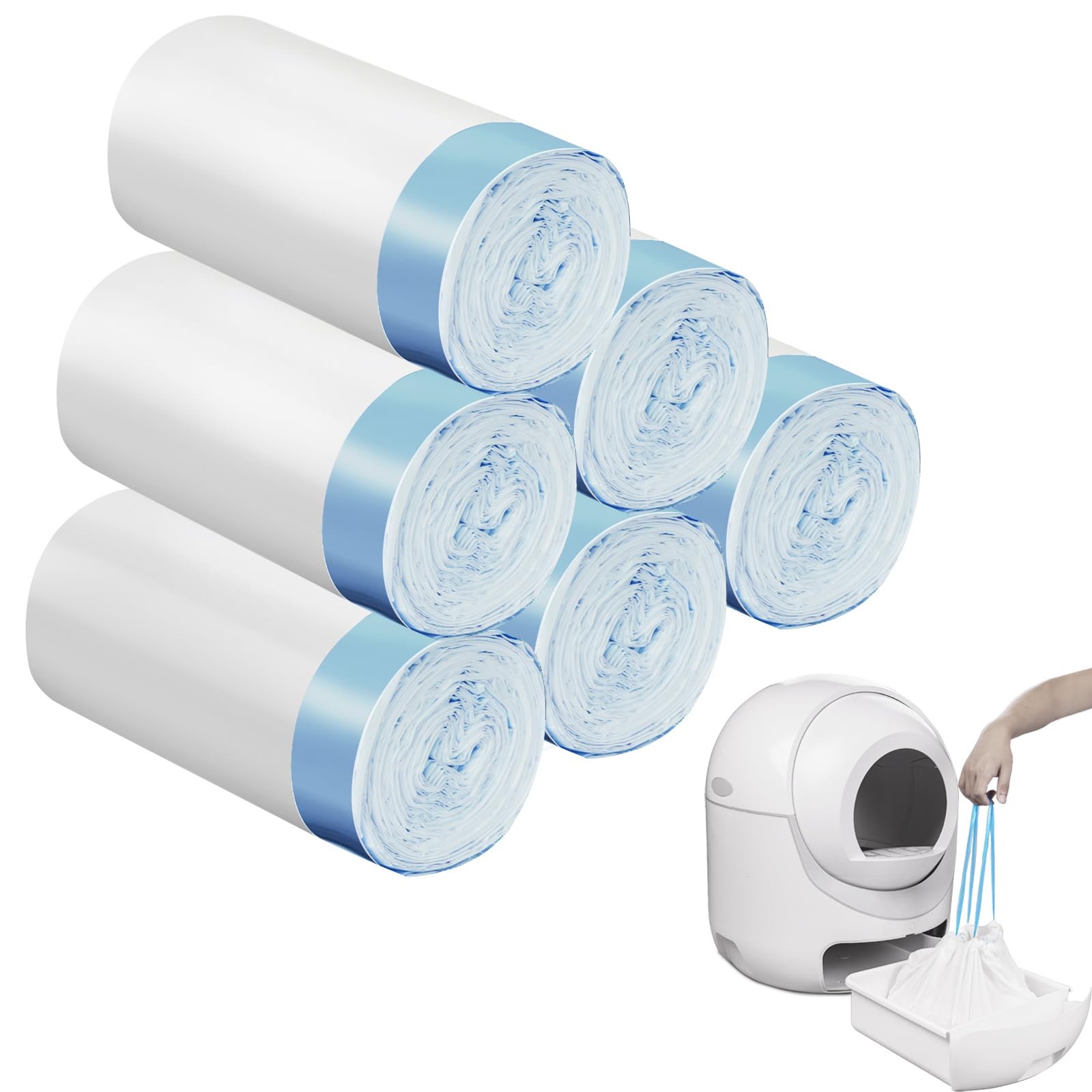120 Count Extra Large Cat Litter Box Liners, Cat Litter Waste Receptacles Bags For Cleanpethome Self Cleaning Litter Box