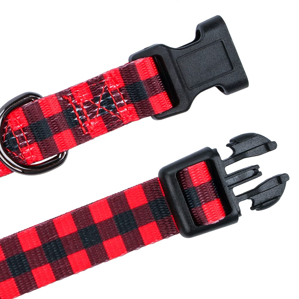 Rhea Rose Red Black Checkered Dog Collar Large Size