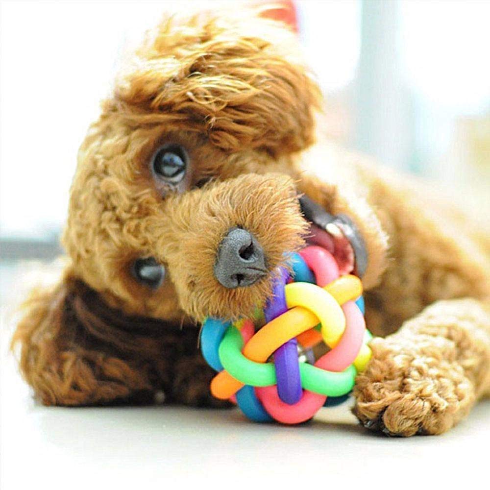 The Dds Store 9 Cm Large Size Cute Colorful Rainbow Pet Bell Ball Dog Toy Cat Toys Pet Dog Ball Bell Chew Toys Play Teeth Traini