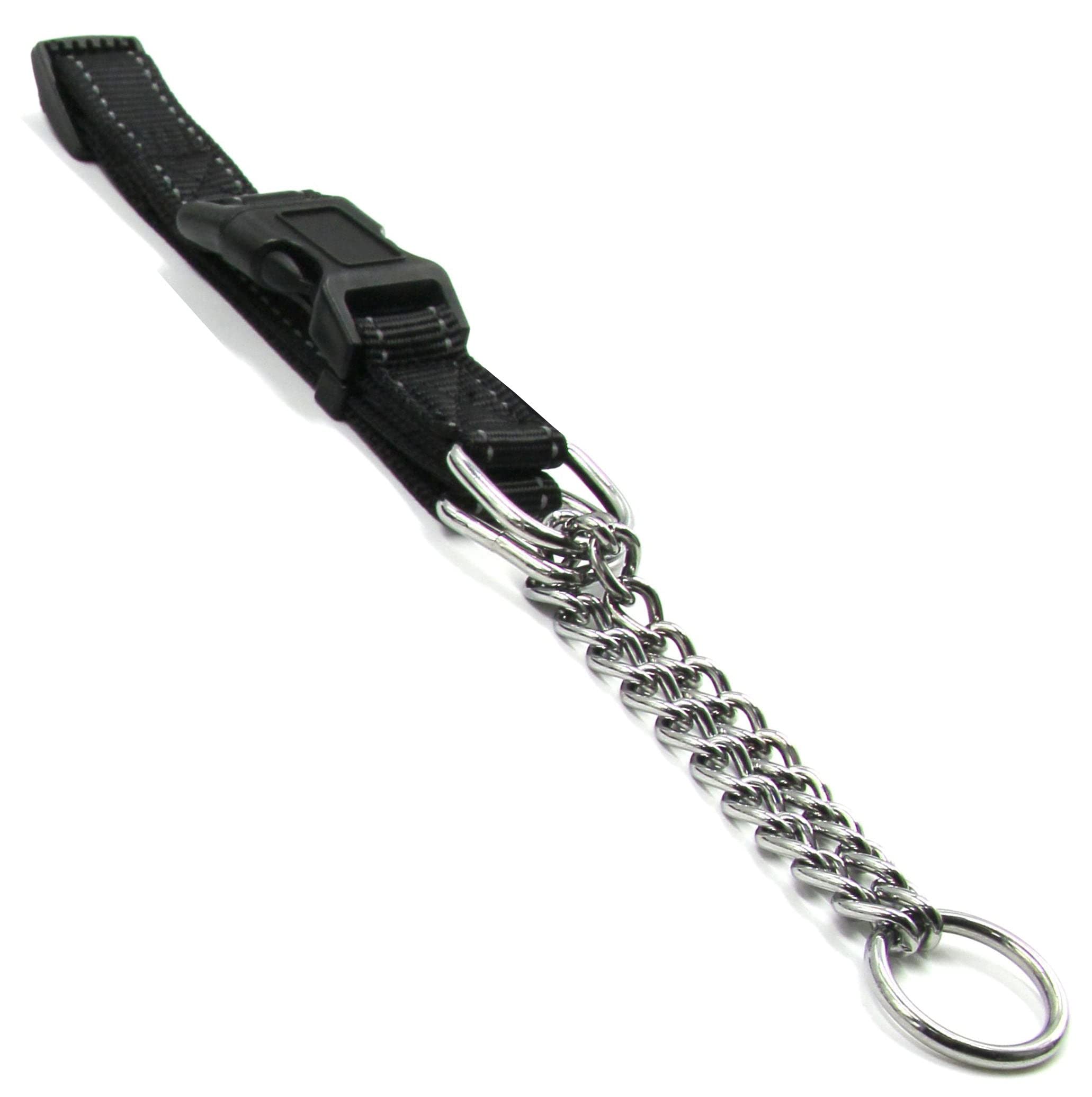 Pet Life Tutor-Sheild Martingale Safety and Training Chain Dog Collar, SM, Black