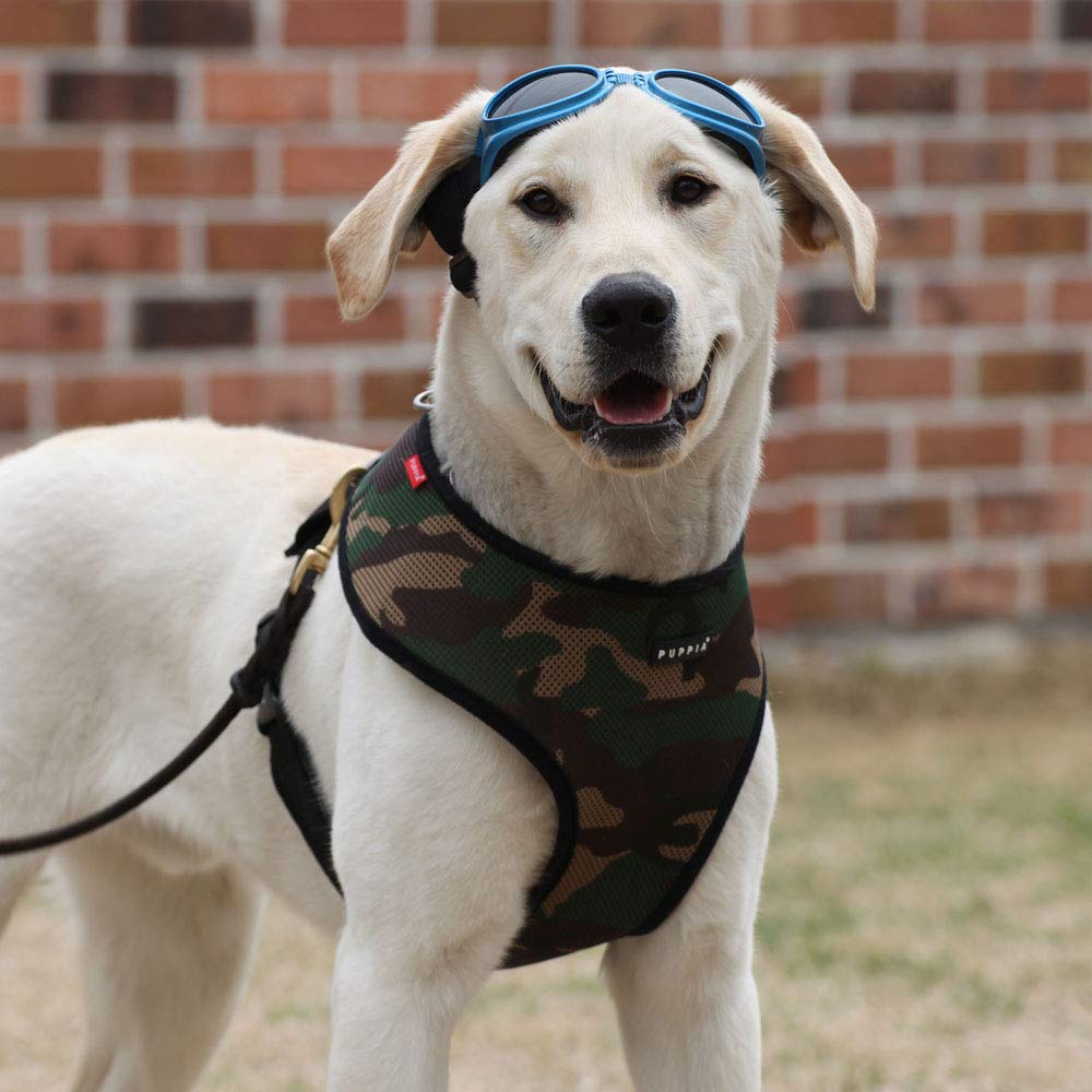 Puppia Soft Dog Harness No Choke Over-The-Head Triple Layered Breathable Mesh Adjustable Chest Belt And Quick-Release Buckle, Camouflage, Large