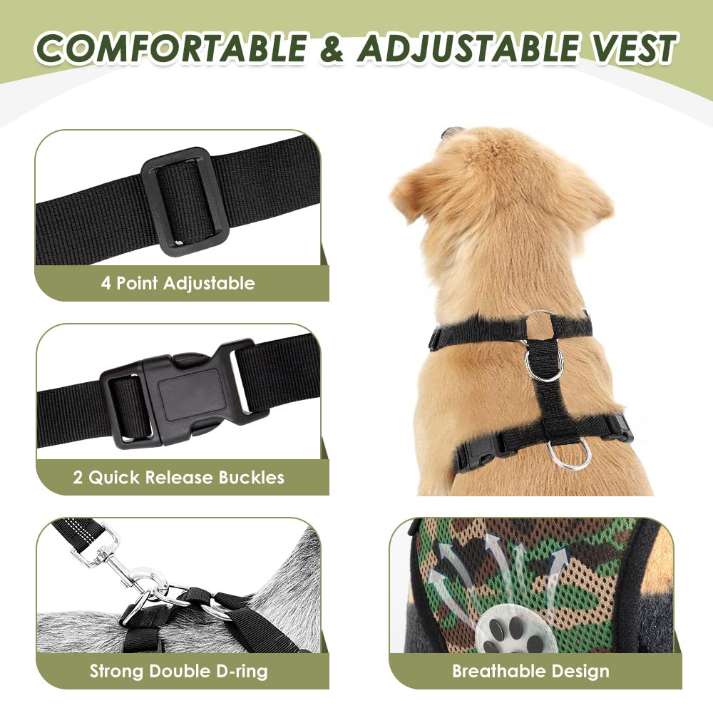 Lukovee Dog Safety Vest Harness With Seatbelt, Dog Car Harness Seat Belt Adjustable Pet Harnesses Double Breathable Mesh Fabric With Car Vehicle Connector Strap For Dog (Small, Lime Color)
