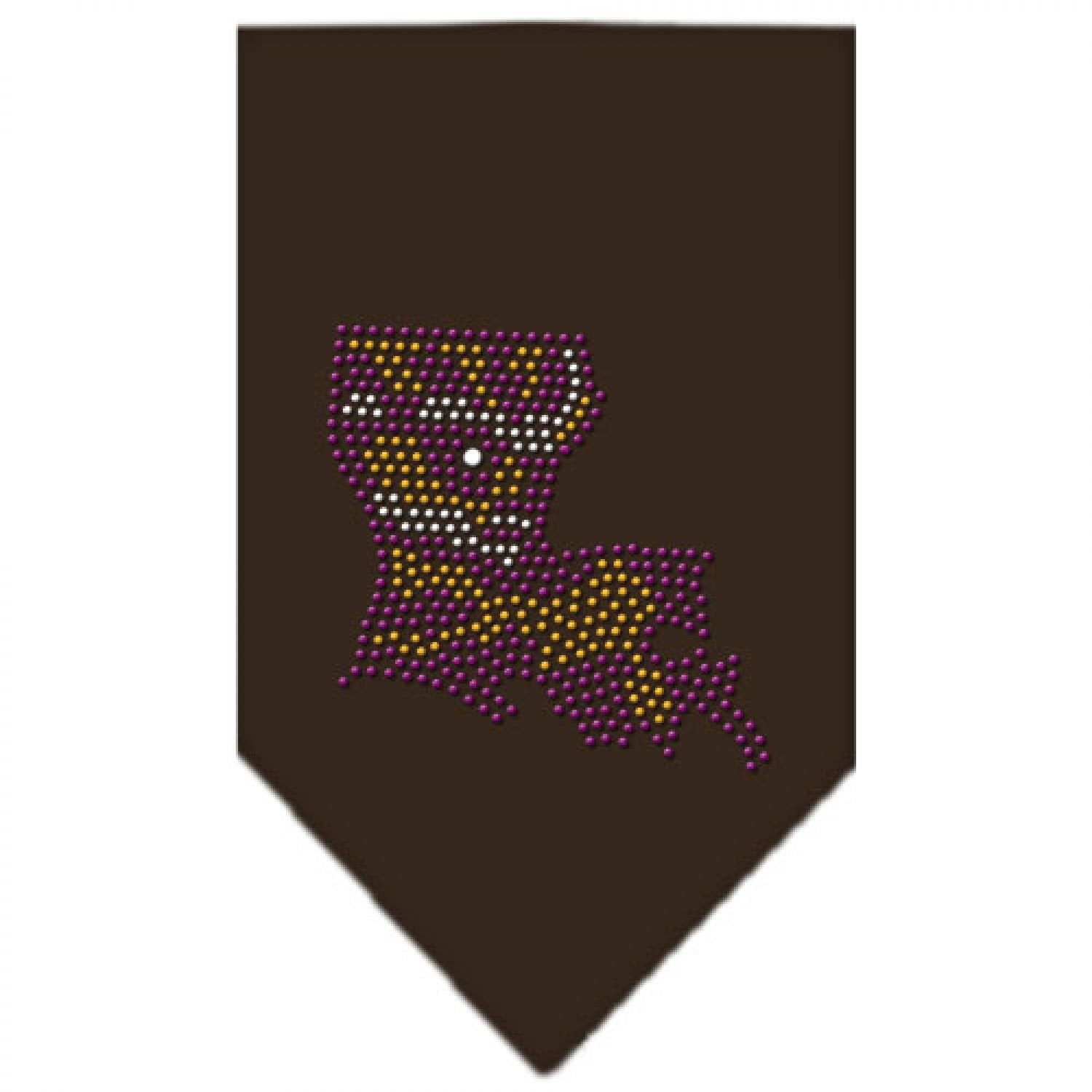 Pet and Dog Bandana Rhinestone, "Louisiana" Cocoa Small