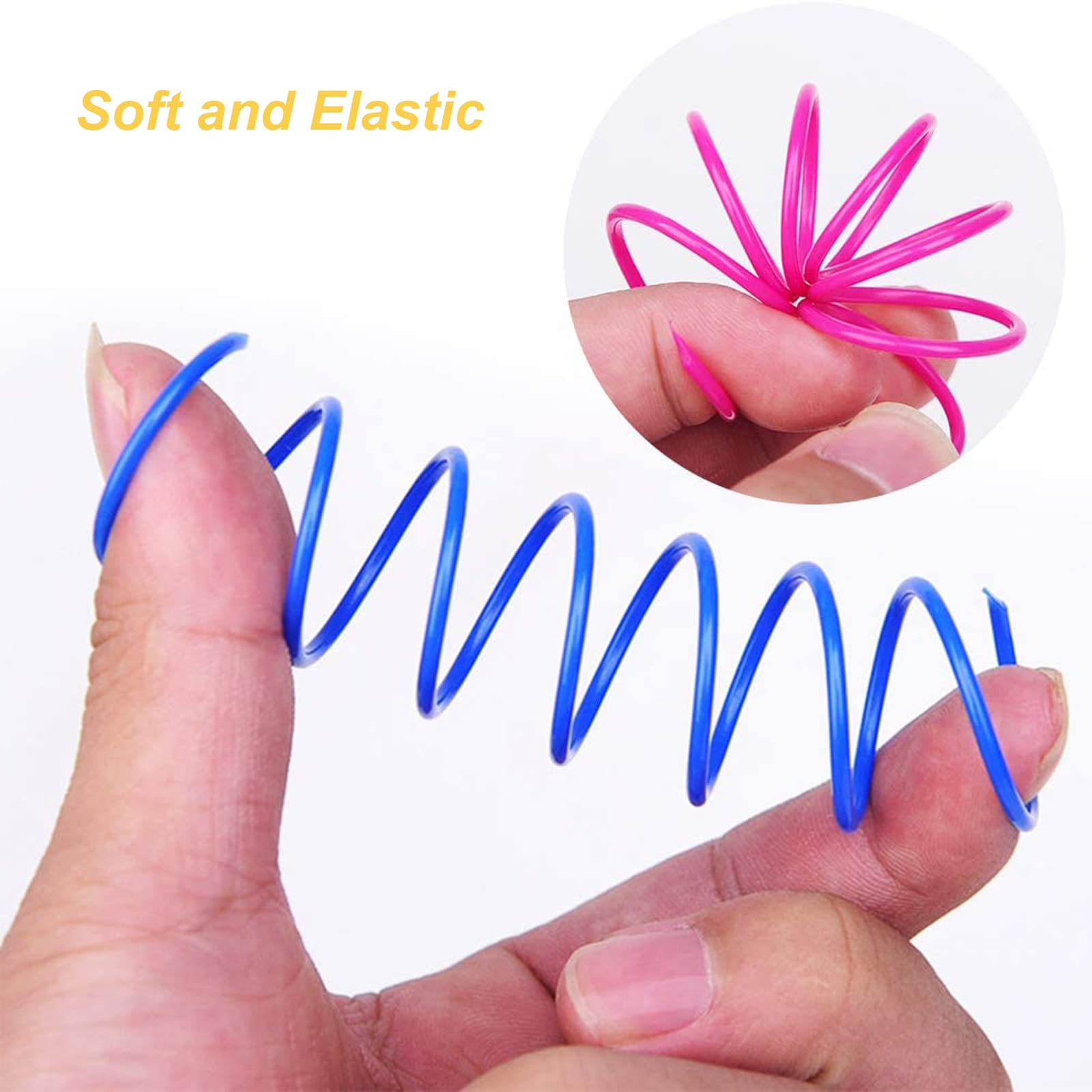 Ismarten 100 Pack Pet Wide Colorful Springs Cat Toys Plastic Coil Spiral Springs For Cat Kitten Pets (Random Color)
