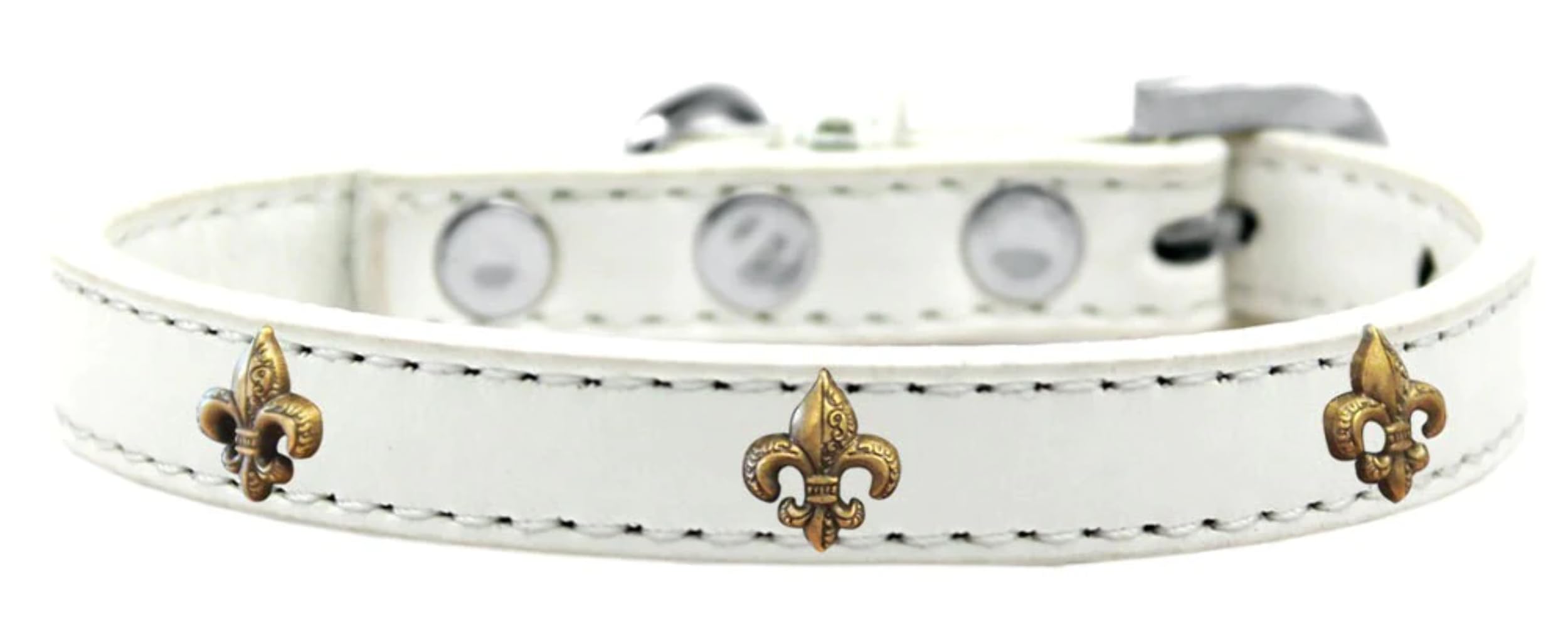 Dog, Puppy & Pet Widget Fashion Collar, Bronze Fleur De Lis Black 10