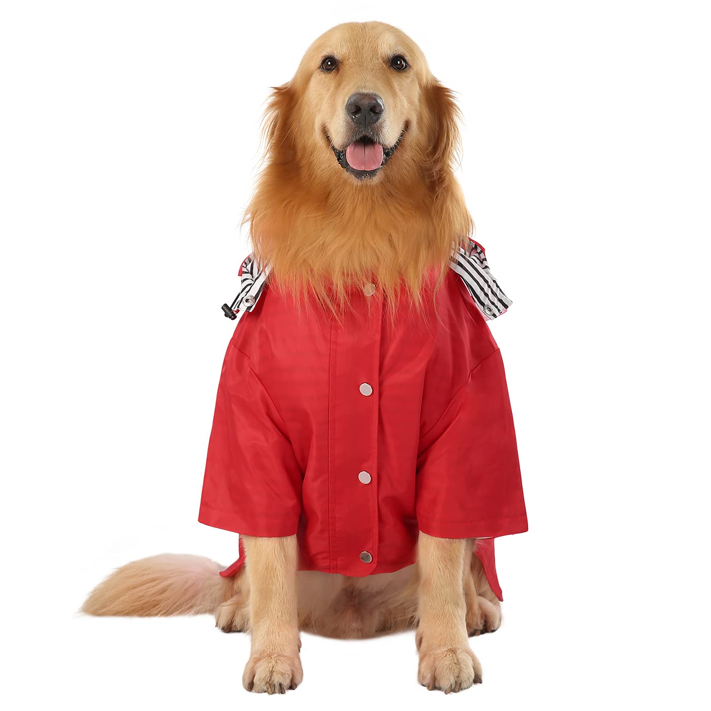 HDE Dog Raincoat Double Layer Zip Rain Jacket with Hood for Small to Large Dogs Red - XL