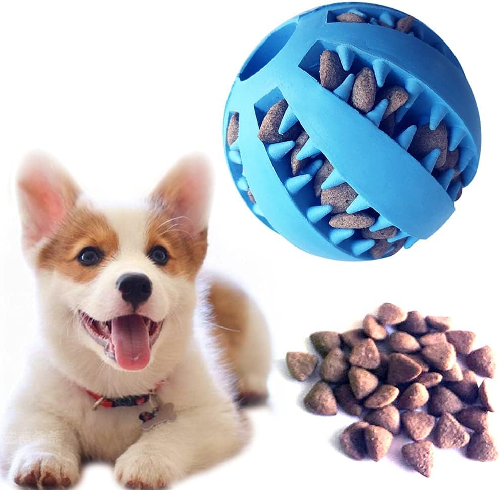 RvPaws Pet Toy Ball, Nontoxic Bite Resistant Teething Toys Balls for Small/Medium Dog and Puppy Cat, Dog Pet Food Treat Feeder C
