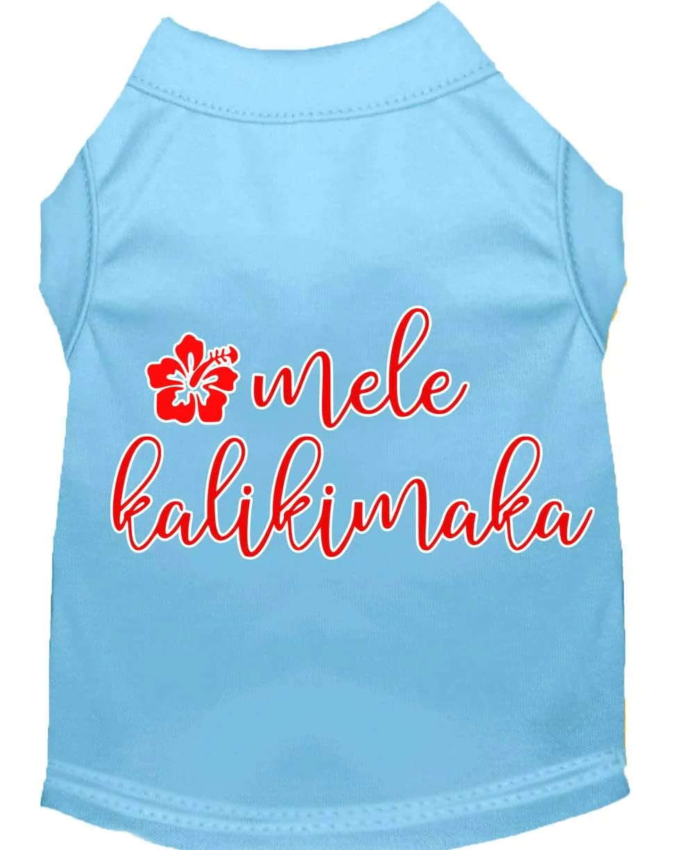 Christmas Pet Dog & Cat Shirt Screen Printed, "Mele Kalikimaka" Gray MD (6-10 lbs.)
