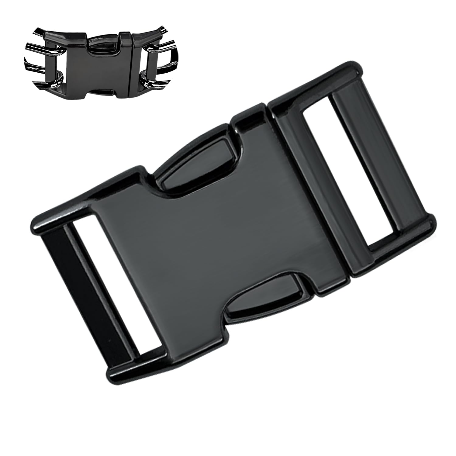 Maorislx Dog Collar Buckle, Fastener Stainless Steel Buckle For Small Medium Large Dogs Collar Steel Chrome Plated (Black, M:3.0
