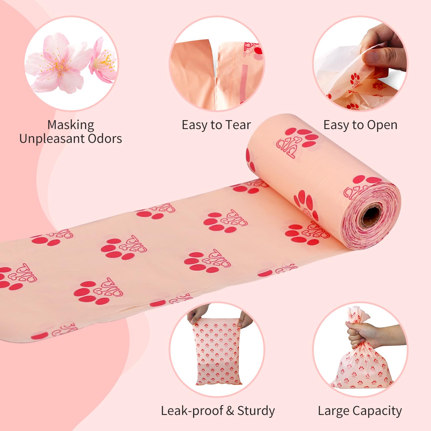 Mygodpet Dog Poop Bags Rolls With Dispenser 150 Count Biodegradable Poop Bags For Dog And Cat Cherry Blossom Scented Waste Bag L