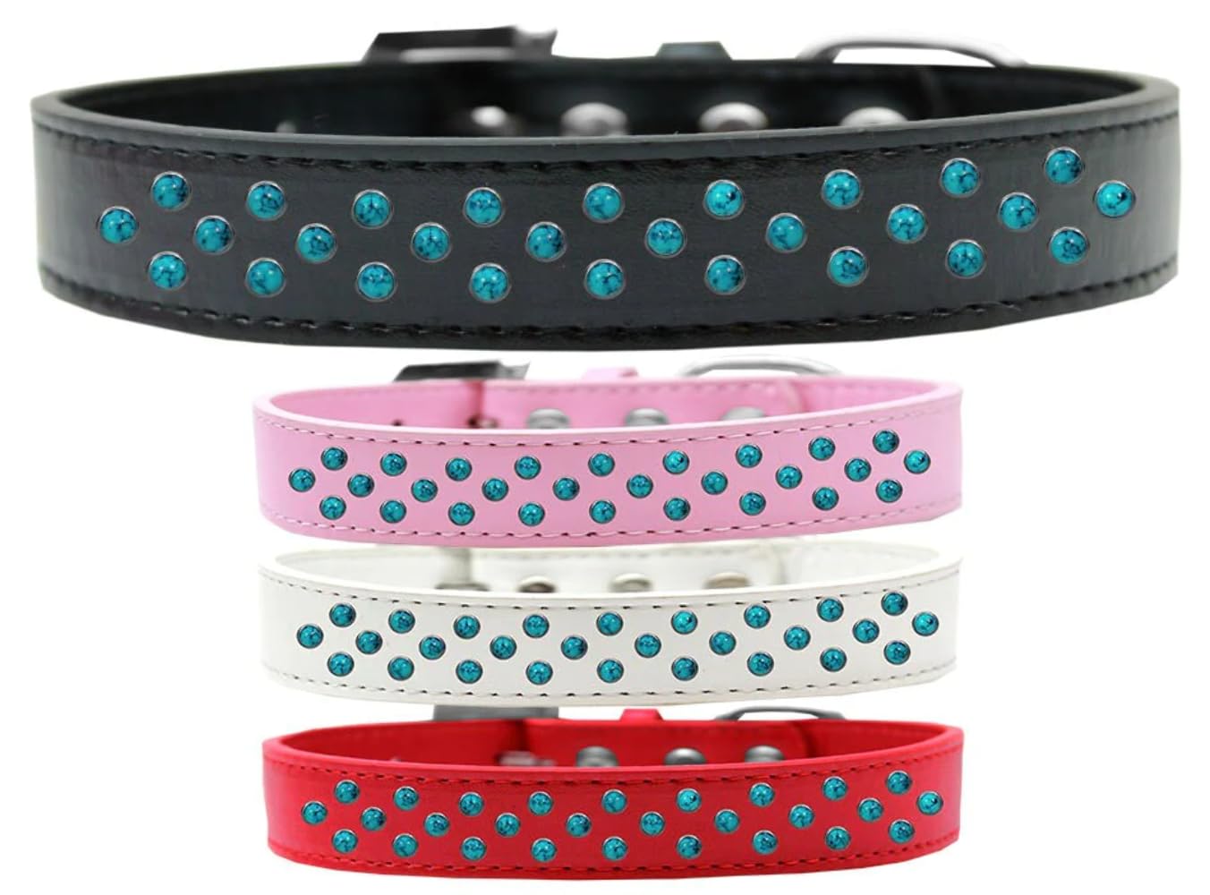 Dog, Puppy & Pet Fashion Collar, Southwest Turquoise Pearl Rimsets Sprinkles - 18 - Black