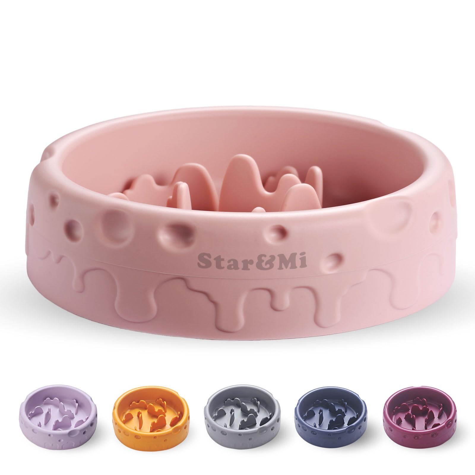 Silicone Slow Feeder Dog Bowls & Cat Bowls, 2 Cups Small Pet Food Bowl with Non-Slip Suction Base, Food-Grade Safe Puzzle Feeder