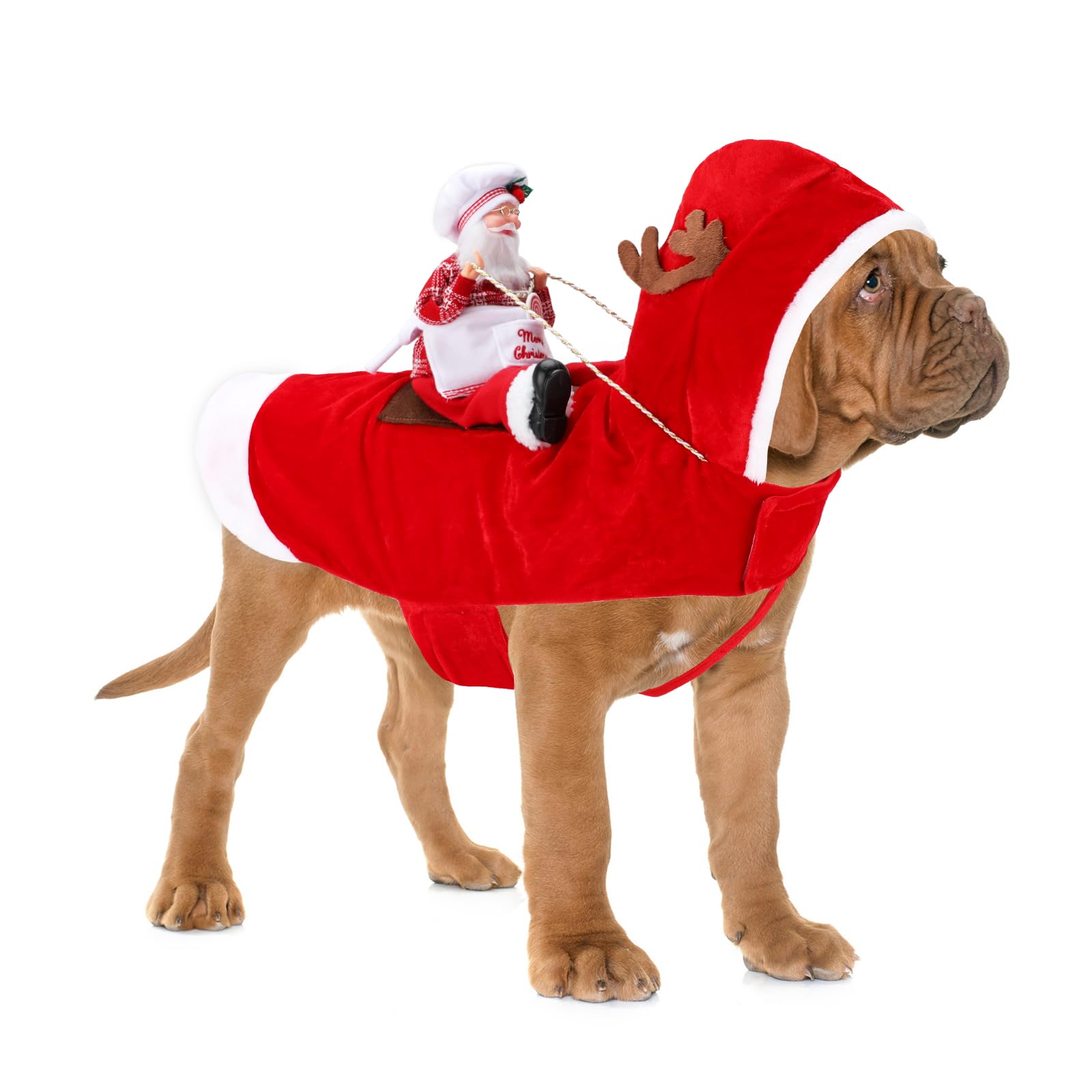 Bwogue Santa Dog Costume Christmas Pet Clothes Santa Claus Riding Pet Cosplay Costumes Party Dressing Up Dogs Cats Outfit For Sm
