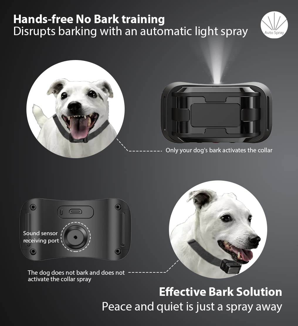 Citronella Dog Bark Collar, No Shock Training Spray Collar For Dogs, Waterproof Ip65, Small Medium Large Dogs (Not Included Spra