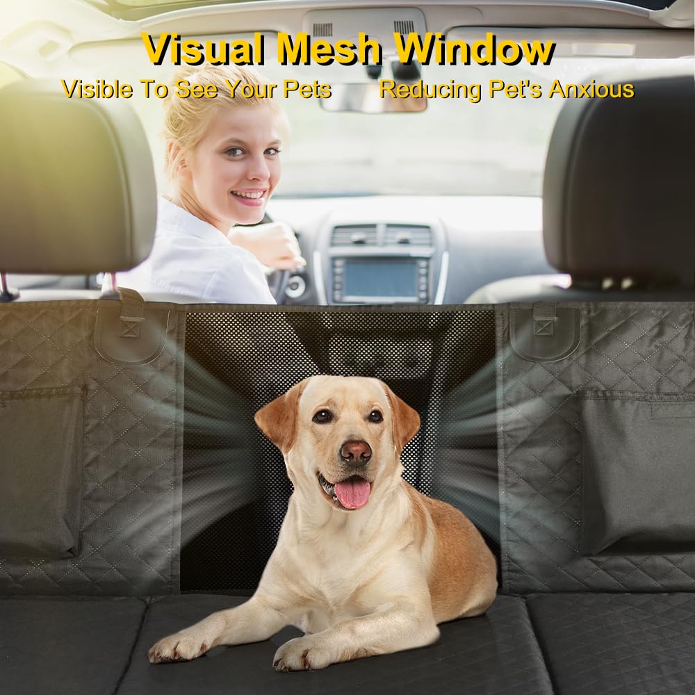 Vailge 6 In 1 Car Seat Cover For Back Seat, 60/40 Split, 100% Waterproof With Mesh Window, Scratch Prevent Anti-Slip Dog Hammock