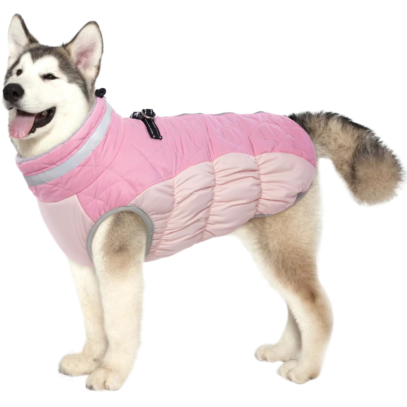 Lelepet Warm Dog Winter Coat Dog Coat Dog Cold Weather Coats Windproof Reflective Turtleneck Fleece Dog Jacket With Harness Thic