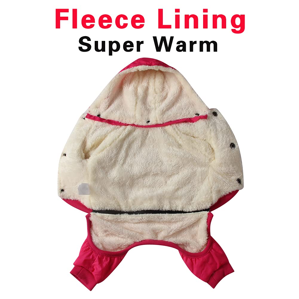 Joydaog Fleece Lined Dog Coat With Detachable Hood And Detachable Hind Legs,Warm Puppy Jacket In Winter(Pink S)