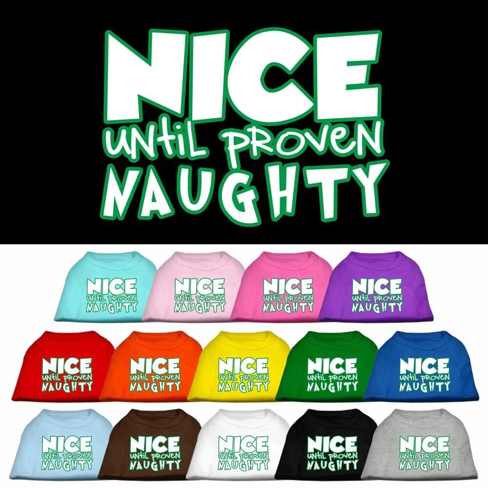 Mirage Pet Products 51-180 MDPR Nice Until Proven Naughty Screen Print Pet Shirt Purple, Medium