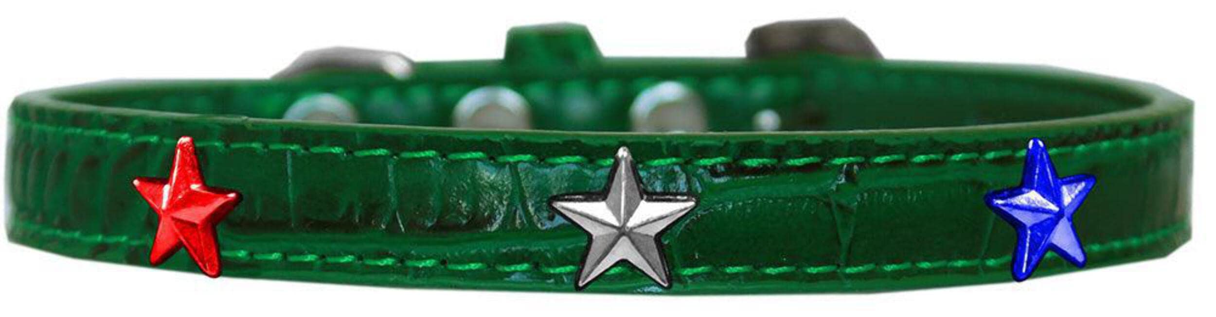 Dog, Puppy and Pet Designer Croc Widget Collar, "Red, White & Blue Stars" Red 20