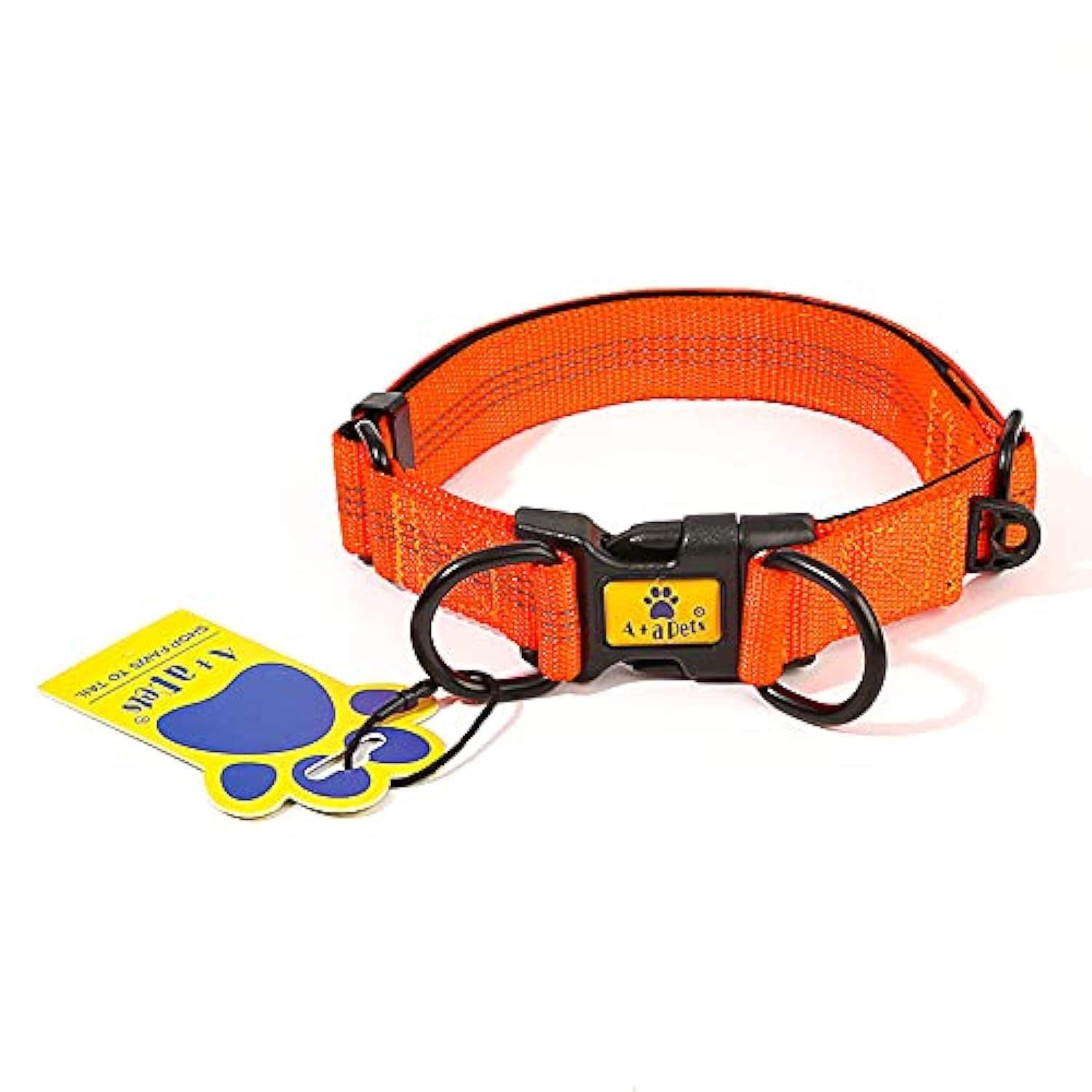 A+A Pets Neopro Padded Heavy Duty Dog Collar With Reflective Stitches (Orange)