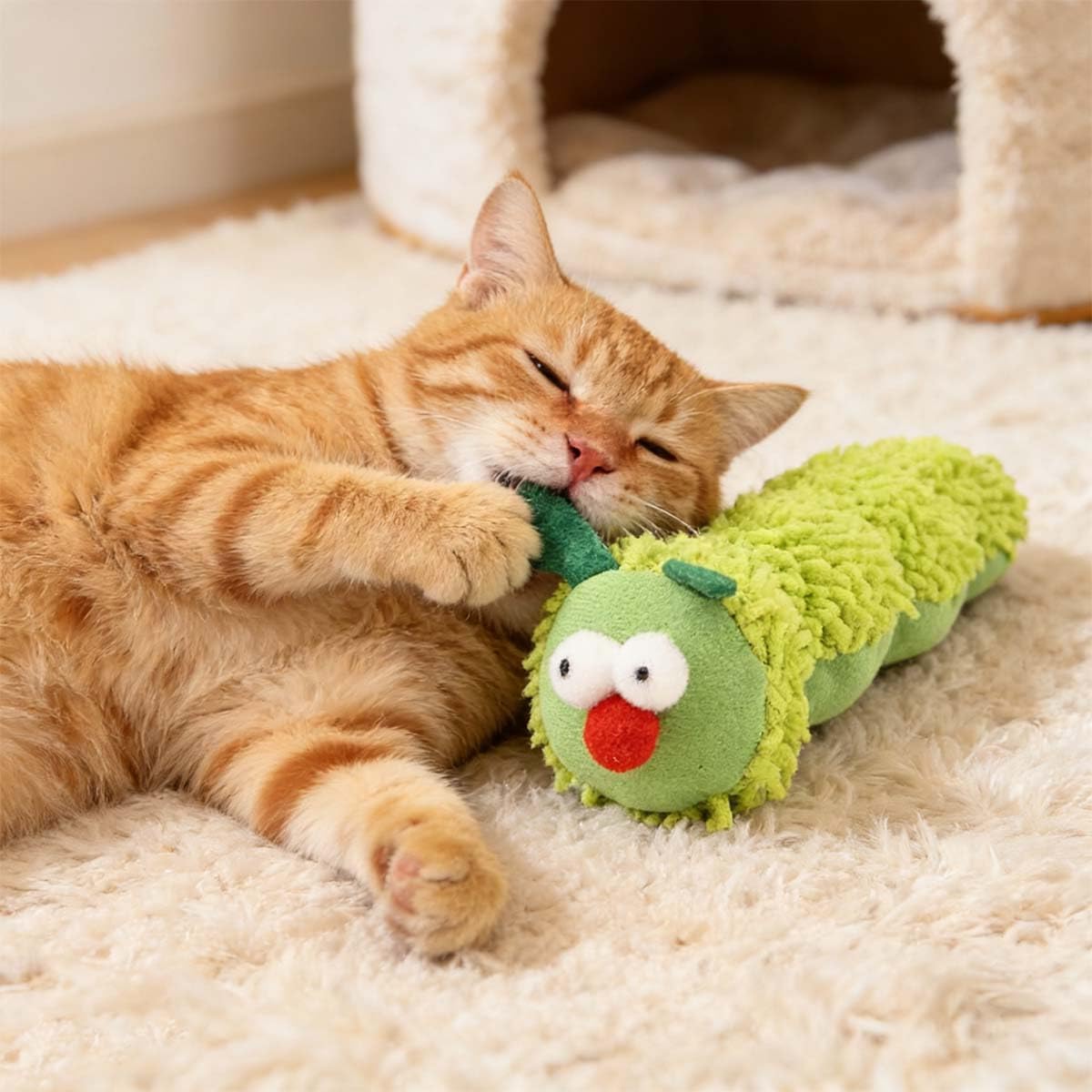 Cat Toys For Indoor Cats, Catnip Caterpillar Plush Chew Toy For Kittens