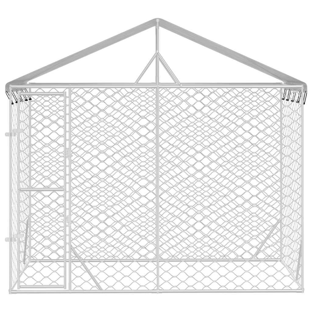 vidaXL Outdoor Dog Kennel with Roof Silver 9.8x4.9x8.2 Galvanized Steel