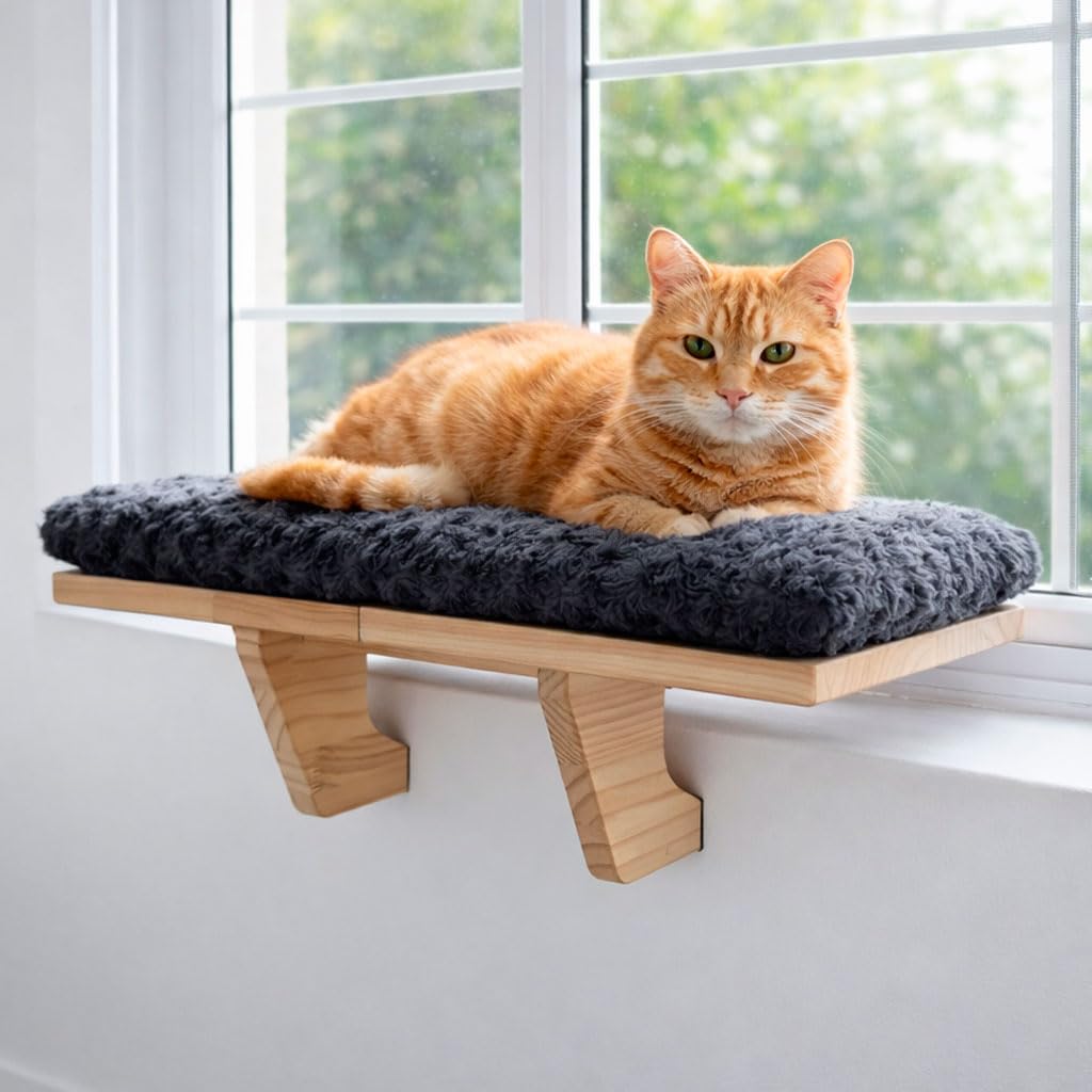 Moana Love Cat Window Bed - Cozy Window Perch for Cats Inside - Stylish Cat Furniture with Soft Cushion, Perfect Kitten Bed & Ca