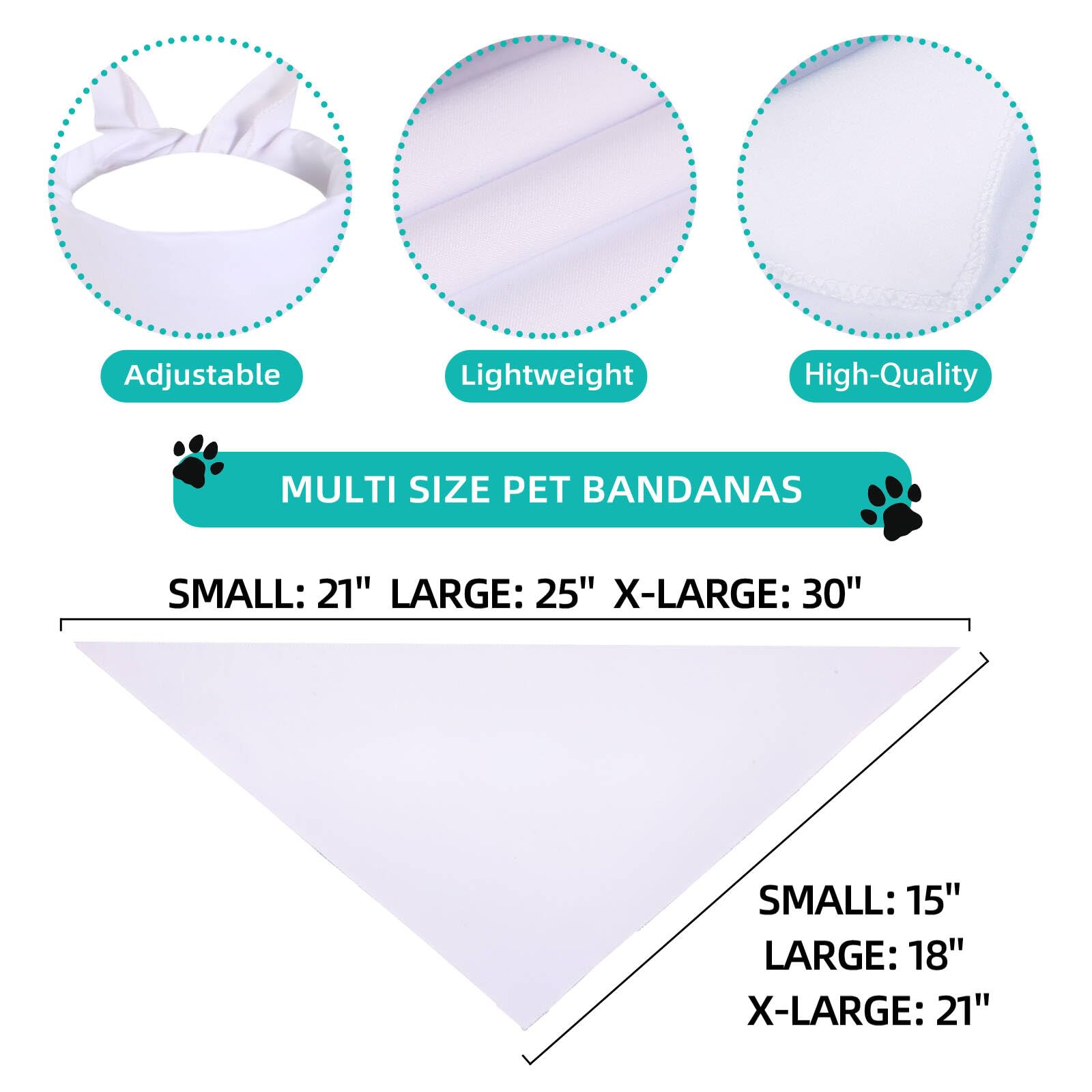 Gofshy Sublimation Dod Bandanas 6Pcs, Heat Transfer Washable Dog Scarf, Blank Diy Solid Kerchief Bib Breed, Pet Birthday/Party F