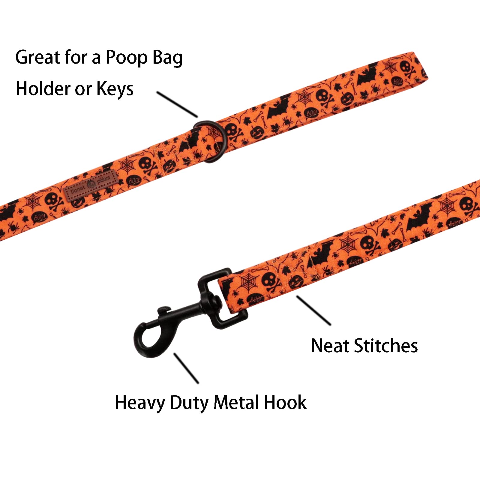 Lionet Paws Dog Leash For Small, Medium, Extra Small Dogs - Orange, 4.4Ft (135Cm), Cotton