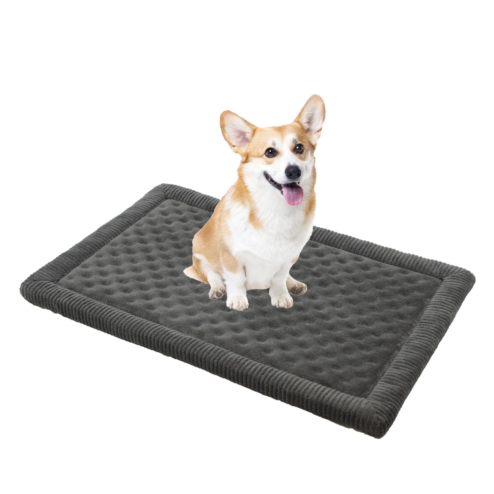 Minidear Dog Crate Pad, 17''X24''X1.1'' Crate Bed Rectangle Shape Non-Skid Kennel Pad, Rubber Backing Memory Foam For Dog Bed Ma