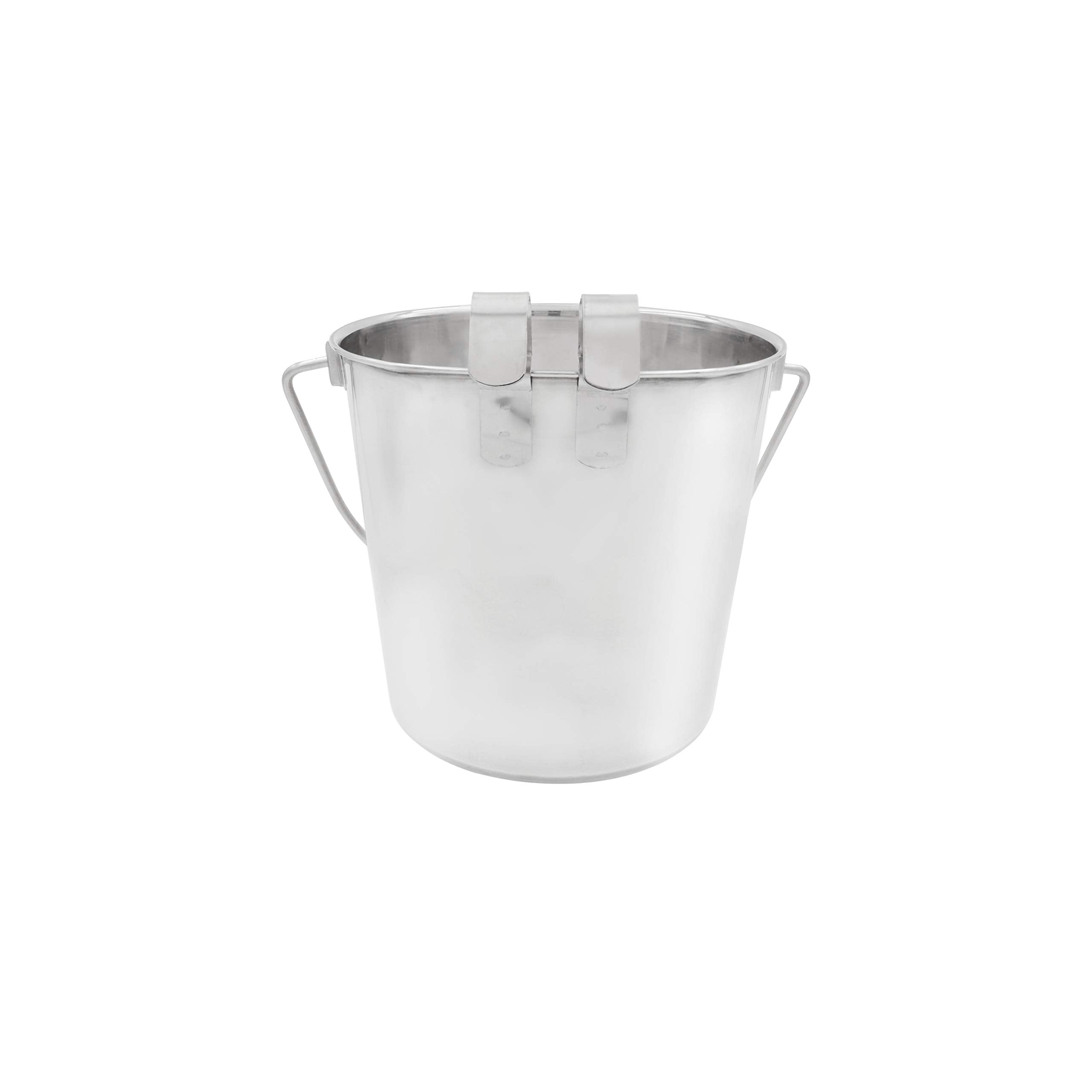 Fuzzy Puppy Pet Products Flat Sided Pail with Dual Hooks, Snugly Fit On Dog, Cat and Critter Crates & Cages, Heavy Duty Stainles